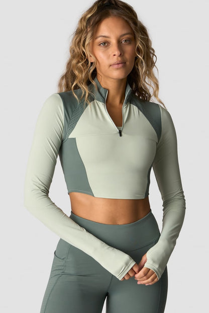 mirage cropped long sleeve wmn light sea green