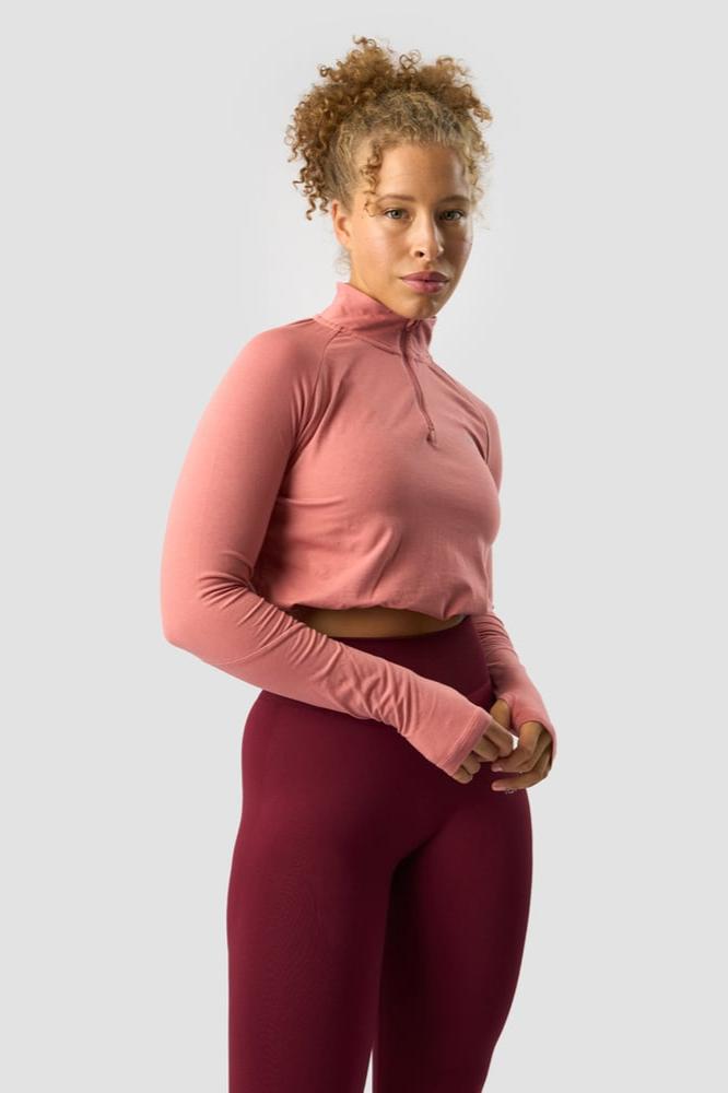 define cropped 1/4 zip adjustable dk rose