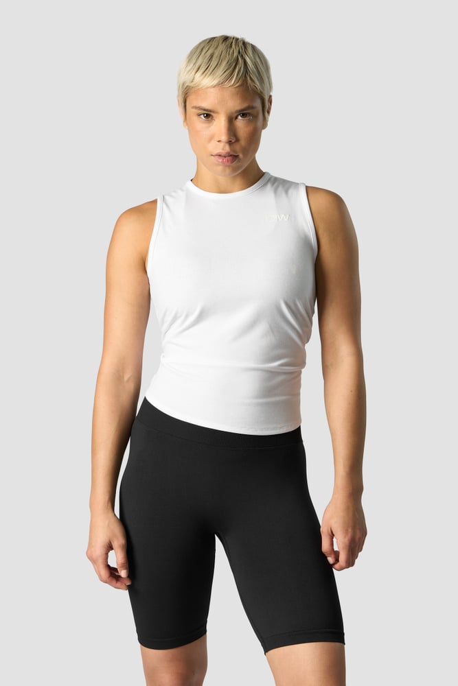 empowering open back tank white wmn