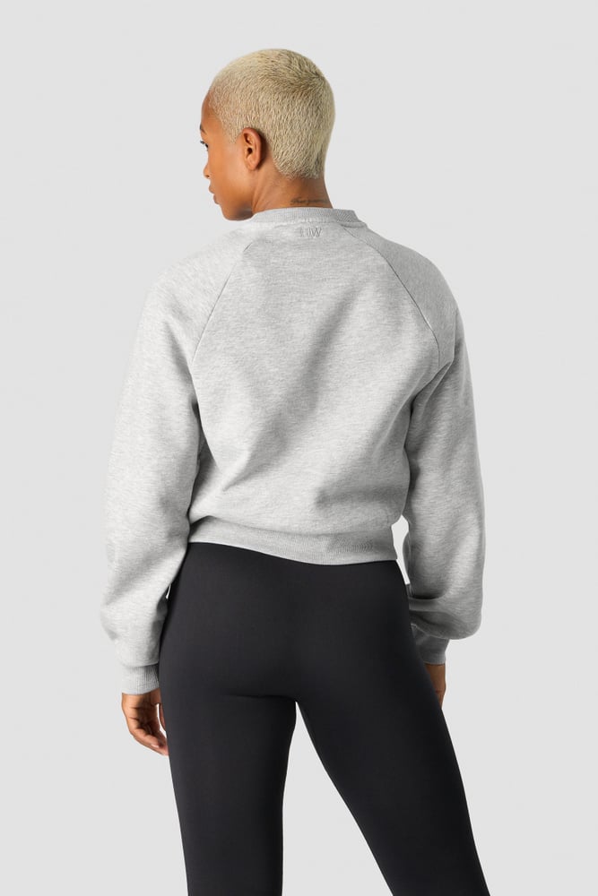 everyday cropped crewneck light grey melange