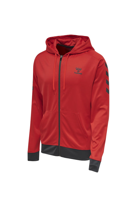 HUMMEL - Hmlaction Poly Zip Hoodie - Flame Scarlet/ebony