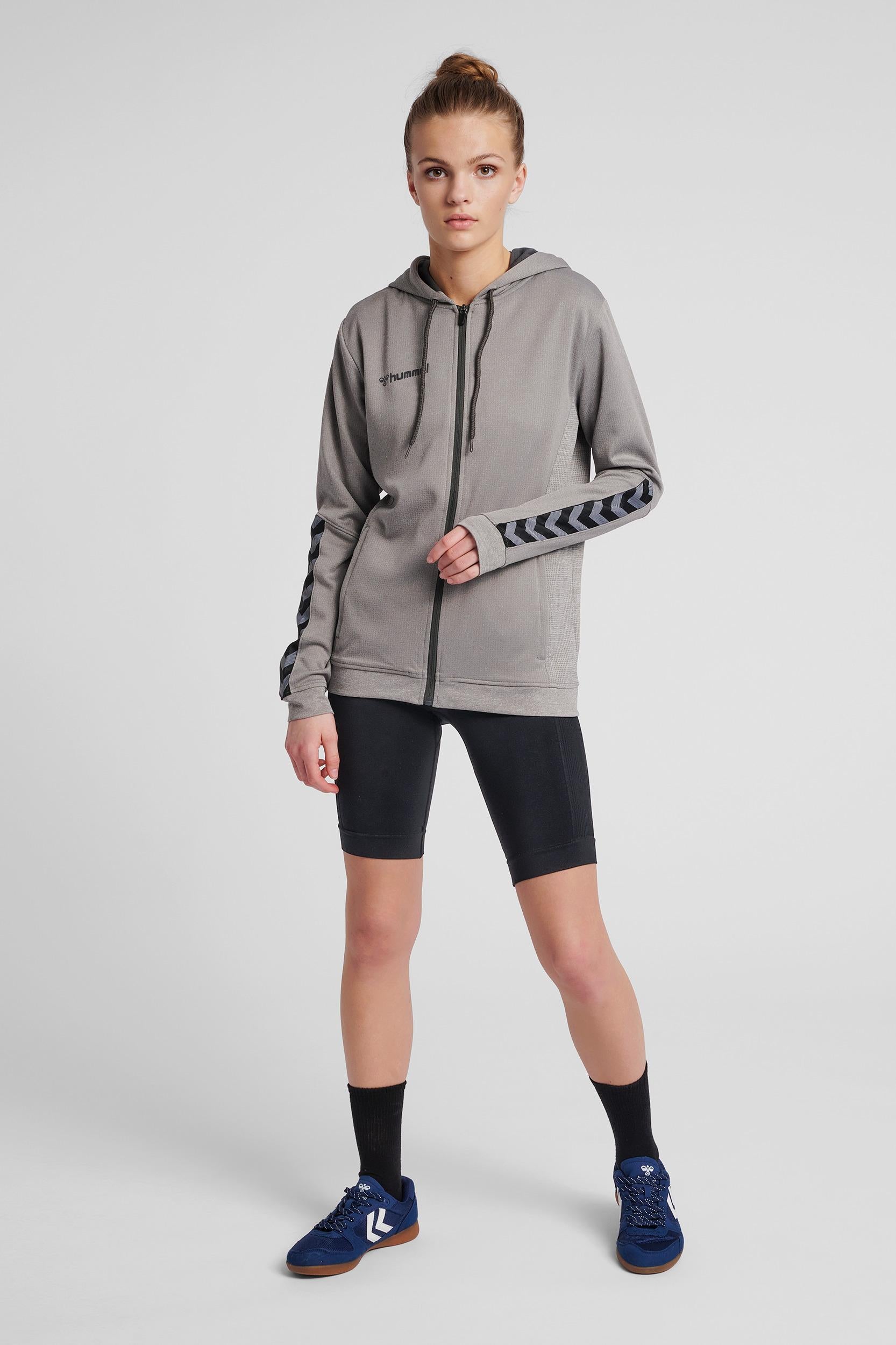 HUMMEL - Hmlauthentic Poly Zip Hoodie Woman - Grey Melange