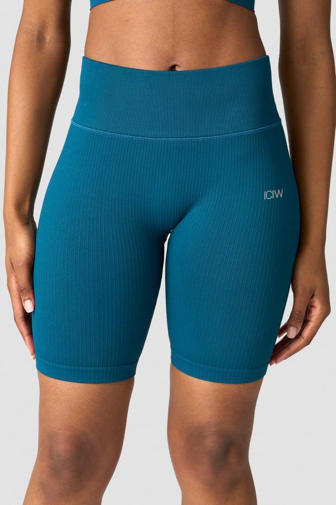 ICANIWILL - Ribbed Define Seamless Biker Shorts - Teal Blue