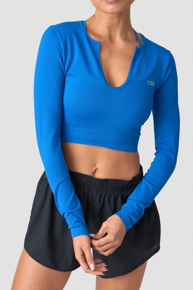 ICANIWILL - Ribbed Define Seamless Cropped Long Sleeve - Cobalt Blue