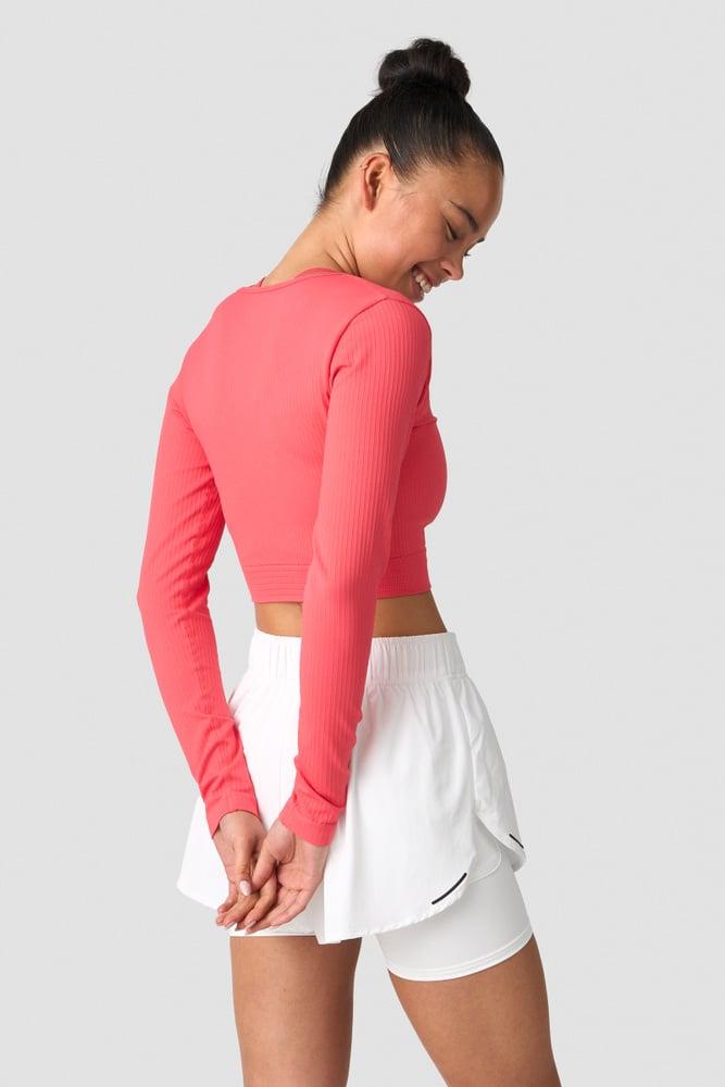 ICANIWILL - Ribbed Define Seamless Cropped Long Sleeve - Coral Red