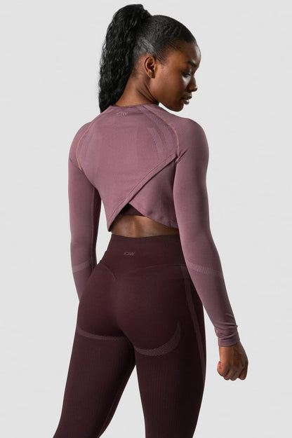 impact seamless ls crop top purple