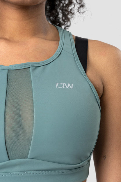 mercury sports bra aqua green