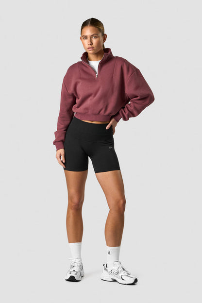 nimble cropped 1/4 zip wild berry