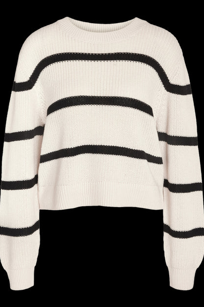 NOISY MAY - Maysa L/s Stripe O-neck Knit - White