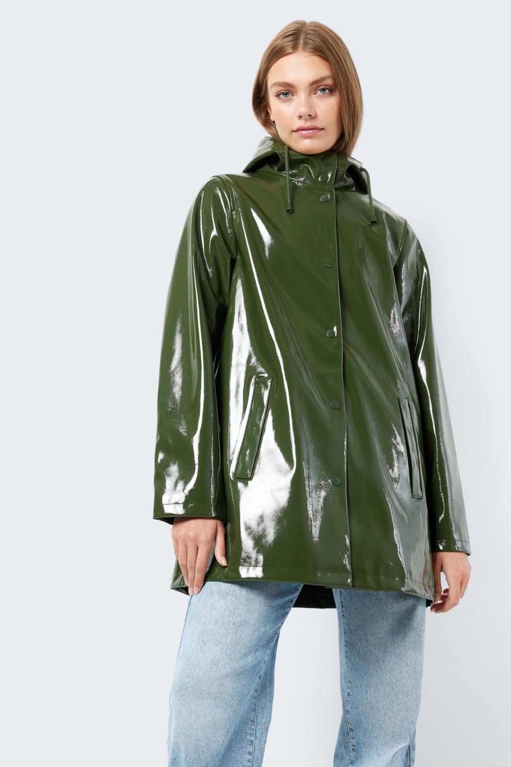 NOISY MAY - Sky L/s A-line Vinyl Coat - Green