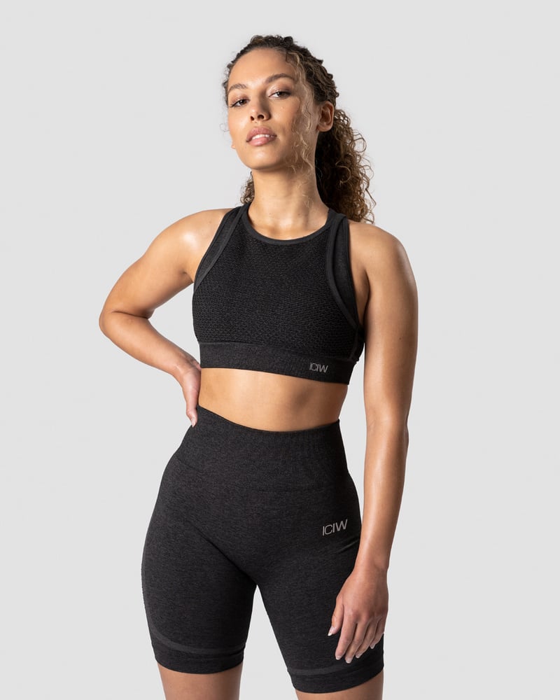 queen mesh icon sports bra graphite melange