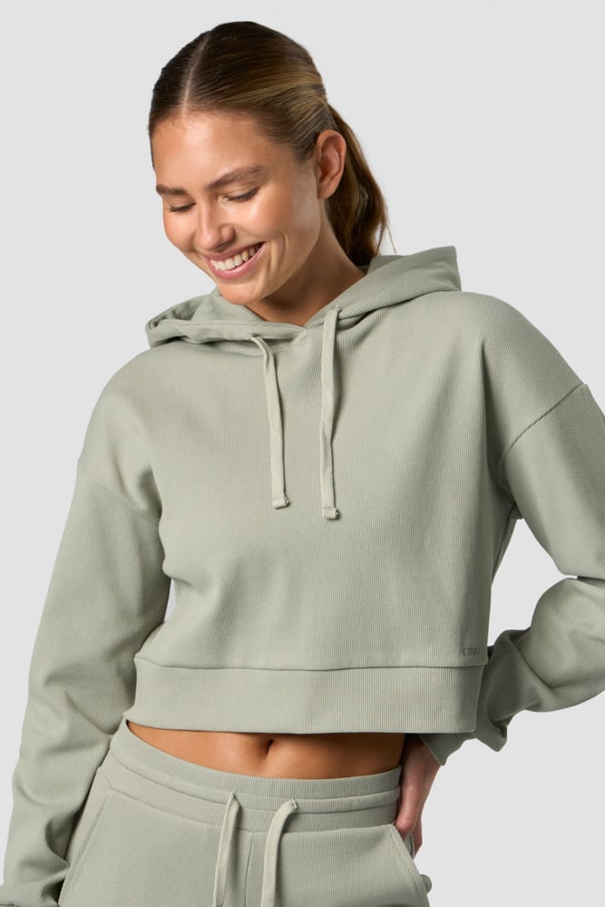 recharge cropped hoodie wmn faded green