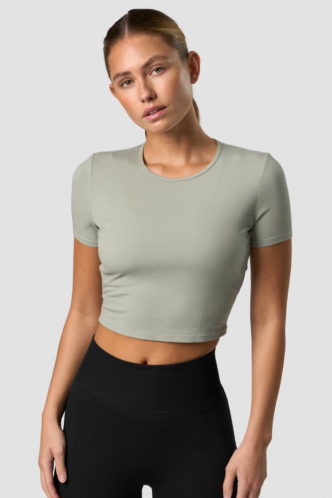 recharge cropped t-shirt wmn faded green