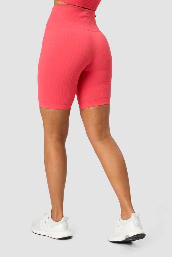 ribbed define seamless pocket biker shorts coral red