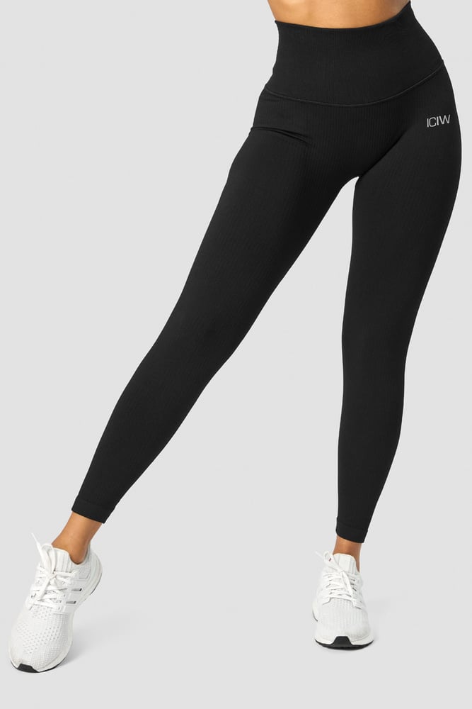 ribbed define seamless pocket tights black