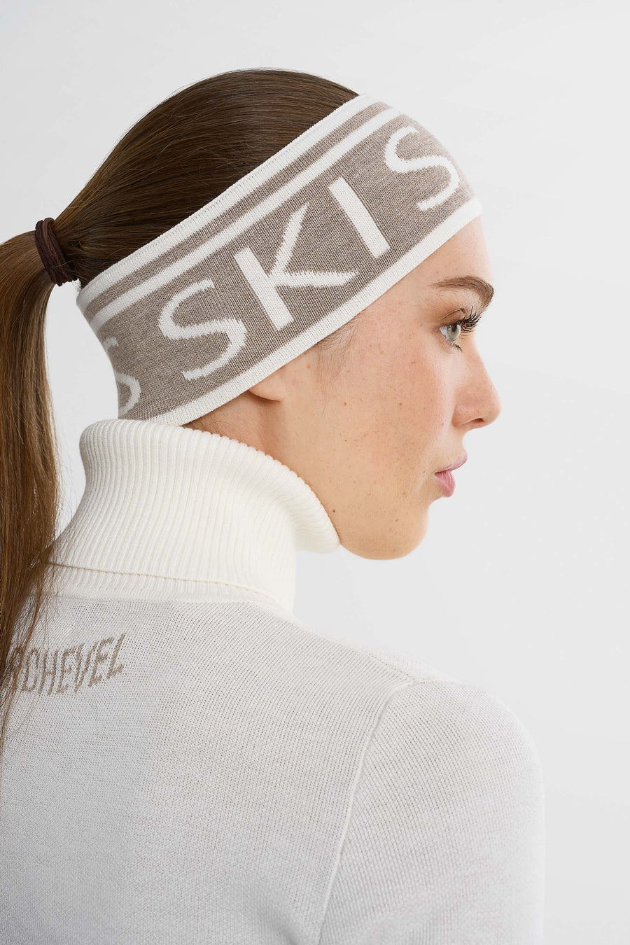 SKI Headband · Beige/White