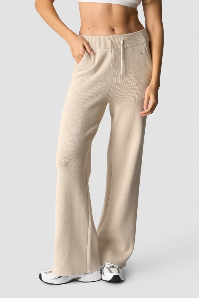 soft knit pants light beige